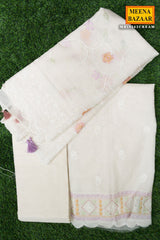 Cream Cotton Embroidered Unstitched Suit