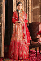 Orangish-Red Georgette Sequins Embroidered Lehenga