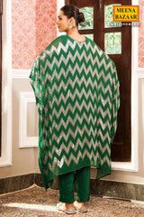 Dark Green Georgette Sequins Embroidered Kaftan-Pant Set