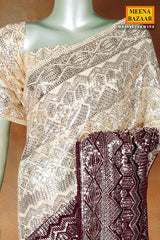 Wine Georgette Sequin Embroidered Saree