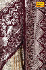 Wine Georgette Sequin Embroidered Saree