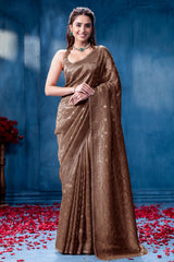 Copper Tissue Saree Elegant Festive & Party Wear