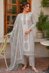 Elegant Grey Printed Summer Kurta Set with Dupatta