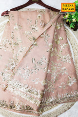 Brushed Copper Brown Floral Sequin Embroidered Georgette Saree