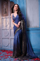 Navy Blue Georgette Sequins Designer Saree Party & Wedding Wear