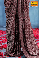 Brown Georgette Sequins Designer Saree Party & Wedding Wear
