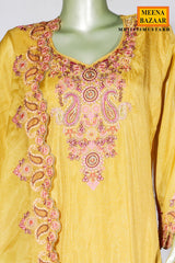 Mustard Shimmer Embroidered Suit