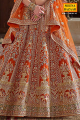Rust Silk Zari and Sequin Embroidered Bridal Lehenga – Luxurious Wedding Wear