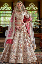 Cream Silk and Sequin Embroidered Lehenga – Elegant Bridal & Festive Ensemble