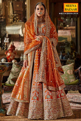 Orange Silk Zari and Sequin Embroidered Bridal Lehenga – Royal Wedding Ensemble