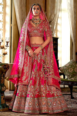 Rani Silk Zari and Sequin Embroidered Lehenga – Elegant Bridal Wear