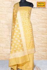 Mustard Cotton Weaving Unstitched Suit Set