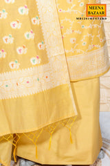 Mustard Cotton Weaving Unstitched Suit Set