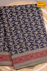 Navy Buti Woven Cotton Saree