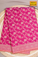 Wine Cotton Saree with Jal Weaving