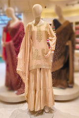 Tussar Sharara Set with Intricate Zari & Paisley Embroidery