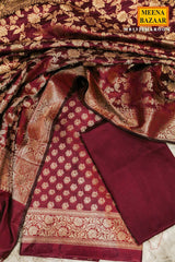 Maroon Chanderi Weaving Suit Set