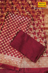 Maroon Chanderi Weaving Suit Set