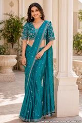 Rama Saree with Designer Blouse