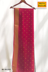 Grey Organza Weave Saree with Maroon Accents