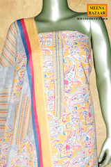 Mustard Cotton Embroidered Unstitched Suit