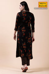Black Rayon Kurti with Neck Embroidery