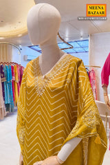 Mustard Bandhani Chevron Grace Kaftan Set