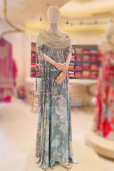 Sea Green Indo Western Set with Intricate Embroidery Work for Festive & Party Wear