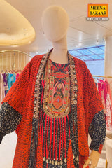 Red Glow – Crepe Kurti with Designer Neck EMB