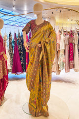 Mustard Embroidered Silk Saree Party & Festive Wear Saree