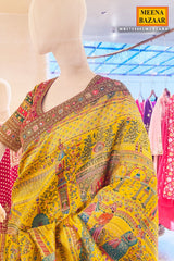 Mustard Embroidered Silk Saree Party & Festive Wear Saree