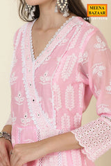 Summer Staple Pink Kurta Pant Set With Dupatta