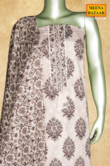 Tussar Cotton Embroidered Unstitched Suit Set