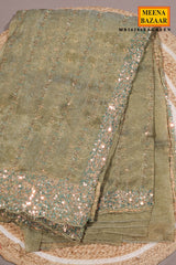 Sea Green Tissue Sequin Saree