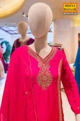 Rani Silk Neck Embroidered Ready Made Suit Set