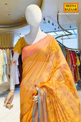 Mustard Mirror Work Cotton Saree