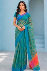 Rama Mirror Work Cotton Saree