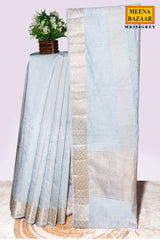 Grey Cotton Resham Butta Saree