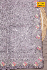 Purple Resham Jaal Net Saree