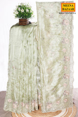 Pista Resham Jaal Tissue Saree