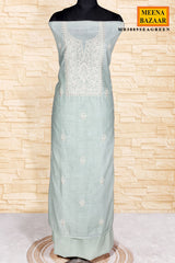 Sea Green Cotton Embroidered Unstitched Suit Set