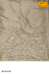Sea Green Tissue Embroidered Saree