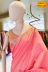 Peach Cotton Saree with Elegant Mirror Work for Women - Festive & Ethnic Wear
