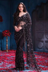 Black Shimmer Saree Elegant Party & Festive Wear