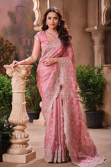 Pink Shimmer Saree Elegant Party & Festive Wear