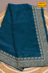 Blue Georgette Saree with Embroidered Border