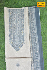 Grey Embroidered Suit Set with Dupatta