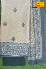 Grey Embroidered Suit Set with Dupatta
