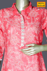 Elegant Pink Cotton Kurti with Graceful Printed Design