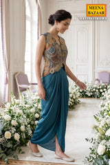 Chakra Embroidered Waistcoat and Draped Skirt Set
